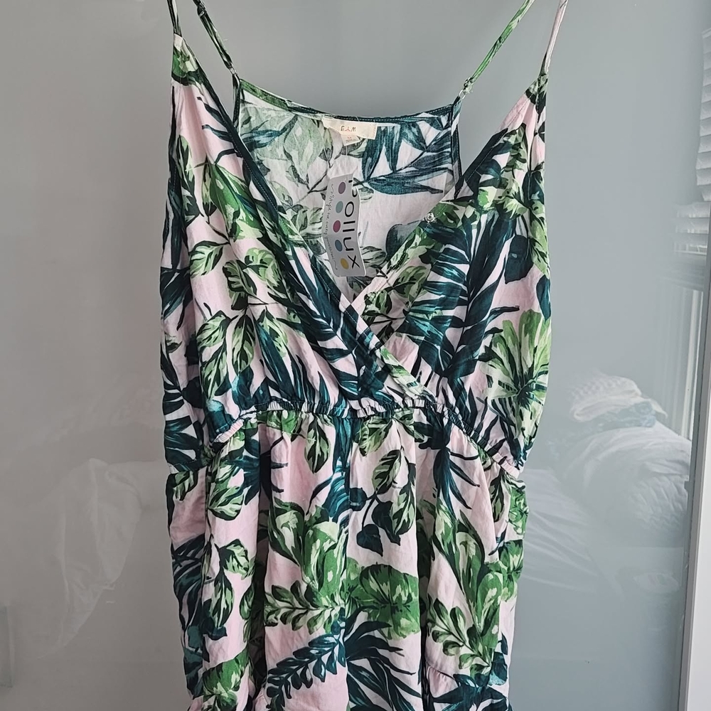 Tropical Leaf Print Romper